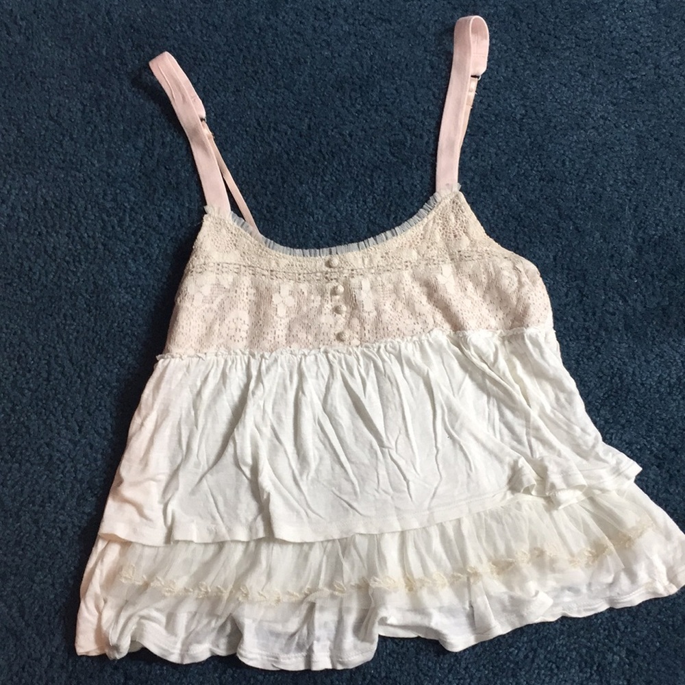 Pale Pink/Cream Baby Doll Tank Top!